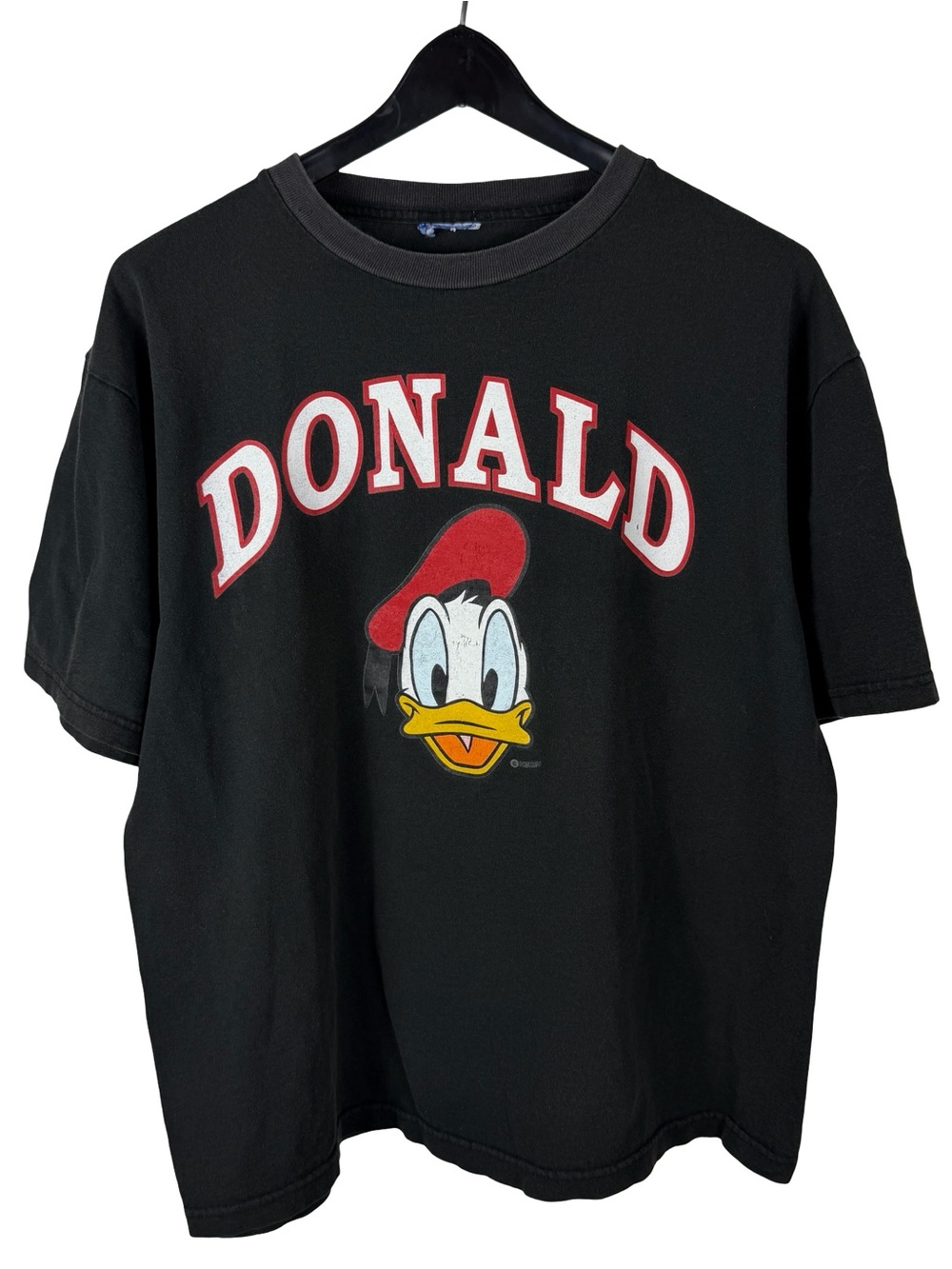 Vintage 90s Disney Donald Duck Cartoon Promo Black Graphic Shirt Size XL